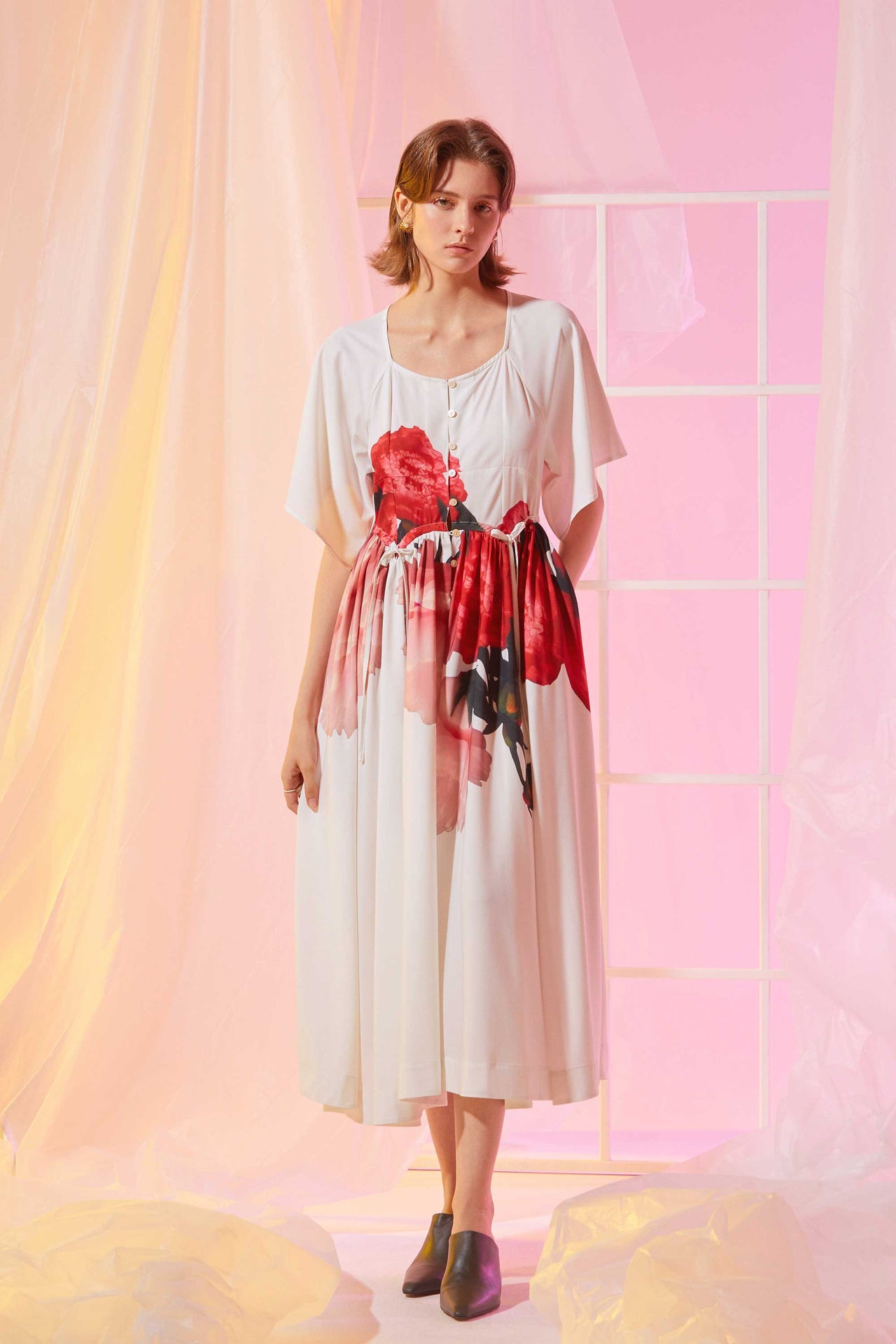 Bustier Flutter Sleeves Tea Dress (Solace)